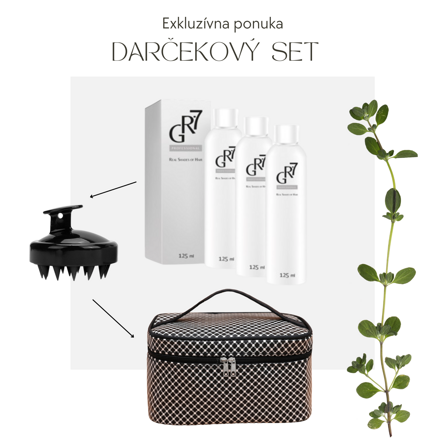 Darčekový set: GR-7 Professional proti šedinám + aplikačná masážna kefa + kozmetická taška